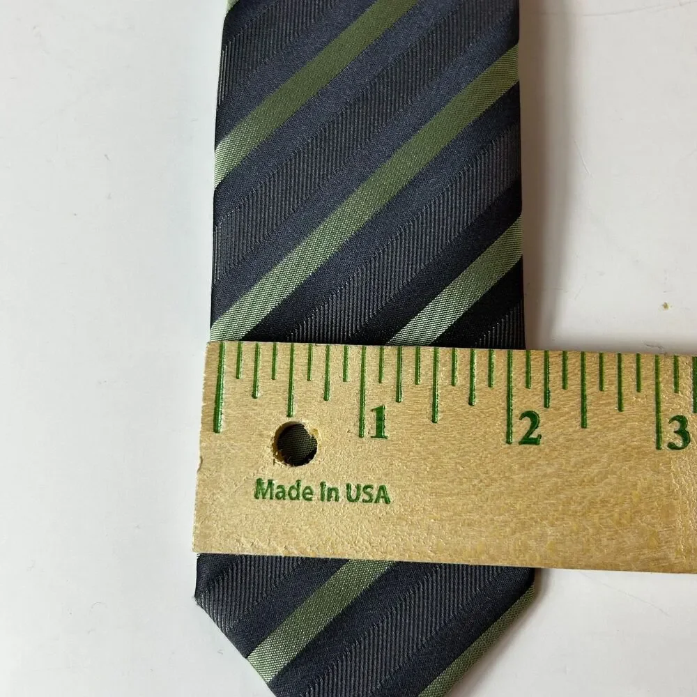 Boss Hugo Boss Men's Gray Green Diagonal Striped 100% Silk Tie
